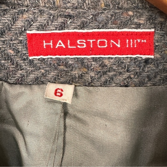 Vintage Halston women’s wool blazer jacket size 6 six grey tan office career - Picture 5 of 8
